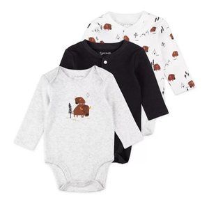 Mac & Moon Baby Boy 3-Piece Long Sleeve Bodysuit Set, Buffalo Print Design